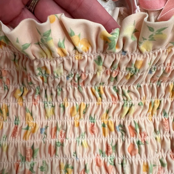 NWOT Minnow Swim Girl’s Citrus Grove Smocked Bikini Top - Picture 4 of 7